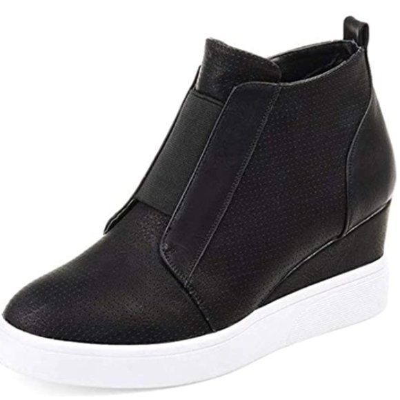Black Hidden Wedge Platform Sneakers Size: 6.5 - Picture 1 of 8